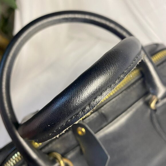 Cuore & Pelle Black Celeste Satchel Leather w/Crossbody Strap and Double Handles - Picture 10 of 10